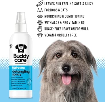 Dog Detangling Spray by Buddycare | Easy-to-Use Detangling Spray for Dogs | Rinse-Free Leave On Formula (200ml)?B24