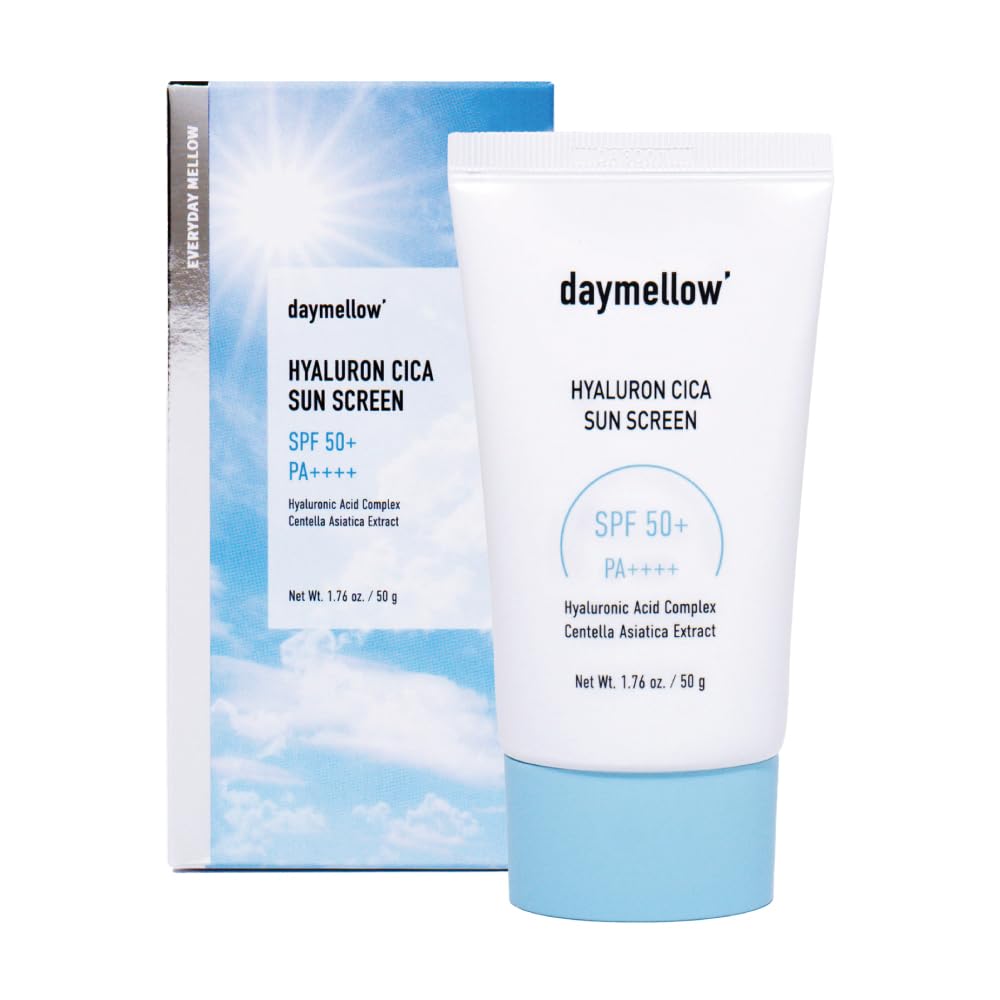 Daymellow Hyaluron Cica Sunscreen 1.76Fl.Oz/50Ml, Spf50+ Pa++++, Face Sunscreen, Centella, Niacinamide, No White Cast, For All Skin Types, Uva & Uvb Protection Facial Sunscreen Korean Skincare