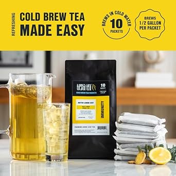 Tiesta Tea - Meyer Lemon Zest Cold Brew, Premium Loose Leaf Blend, Non-Caffeinated Iced Tea, 10 Cold Brew Tea Packets - Brews One 64Oz Pitcher