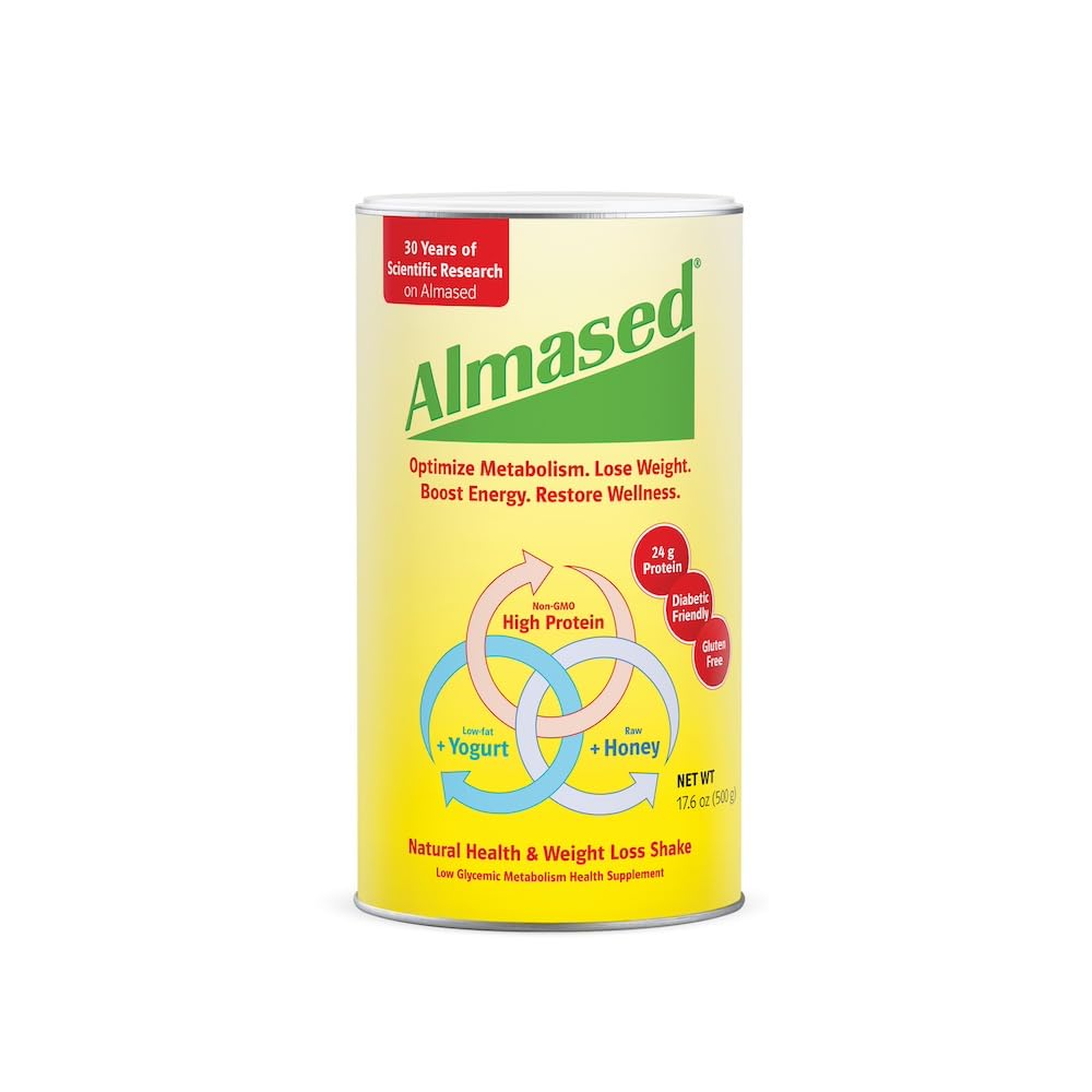 Almased Protein Powder for Weight Loss Kit for Men & Women, Natural Meal Replacement Shake for Weight Loss, Supplement, 24 Grams of Protein Per Serving (Original Flavor, 2 Cans @ 17.6 oz ea + Shaker Bottle + Scoop) : Health & Household