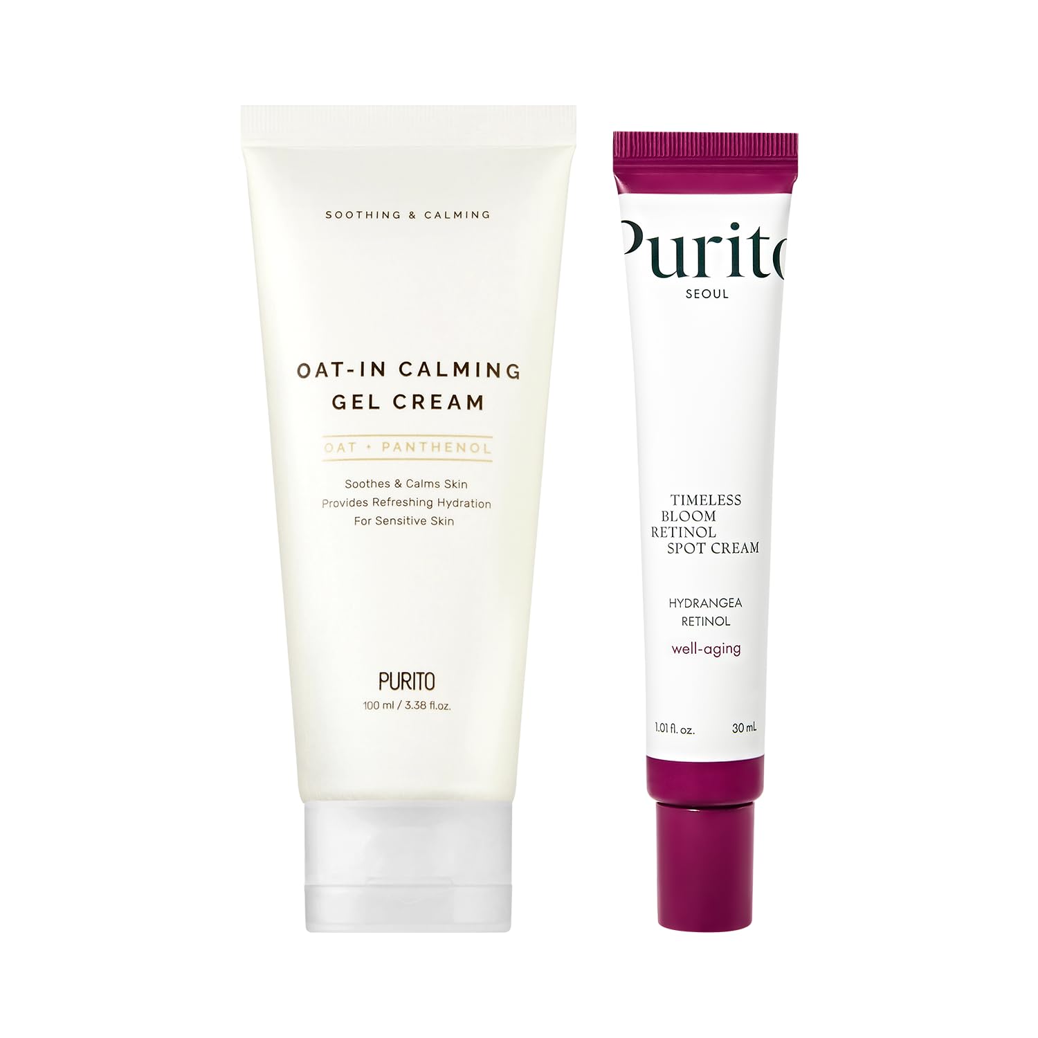 Purito Oat-In Calming Gel Cream 100 Ml & Purito Seoul Timeless Bloom Retinol Spot Cream Set