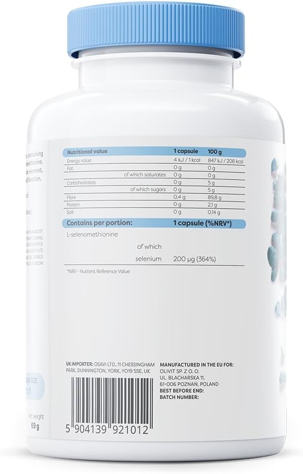 Osavi Selenium 200 µg – 180 Vegan Capsules | Highly Absorbable L–Selenomethionine | Supports Immune System, Thyroid Function & Normal Hair & Nails | Protects Cells From Oxidative Stress