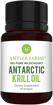 Antler Farms - 100% Pure Wild Caught Antarctic Krill Oil From Cold, Pristine Waters, 60 Softgels – Clean, Omega-3 Epa + Dha Supplement W/Astaxanthin, Rapid Absorption