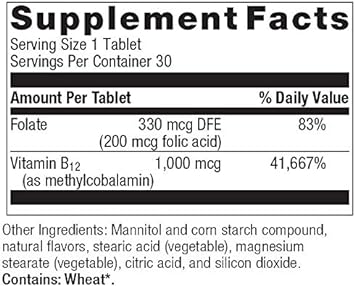 Bariatric Advantage B-12 Speedy Melts, Vitamin B12 1000 mcg Supplement, Fast Melting with 200 mcg of Folic Acid for Nutritional Support - Black Cherry, 30 Count : Health & Household