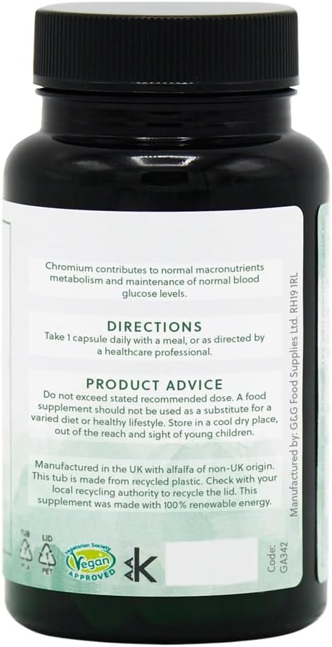 Chromium Picolinate | 200Mcg Of Chromium Picolinate Per Capsule | 60 Vegan Capsules | G&G Vitamins