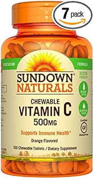 Sundown Naturals Chewable Vitamin C 500 mg 100 Tablets (Pack of 7)