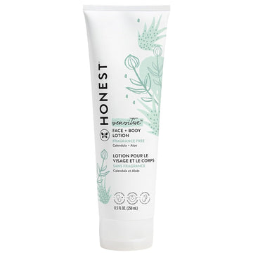 The Honest Company Hydrating Face + Body Lotion | Fast Absorbing, Naturally Derived, Hypoallergenic | Fragrance Free Sensitive, 8.5 Fl Oz