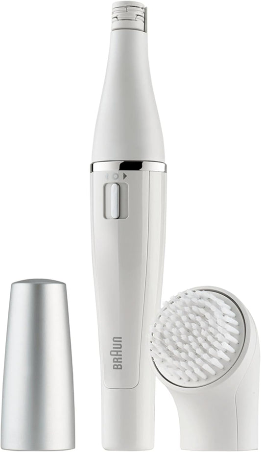 Braun Facespa Face Epilator For Women, Hair Removal With Facial Cleansing Brush Head, 100% Waterproof, Se810, White
