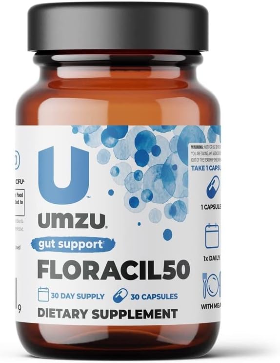 Umzu Floracil50 - 50 Billion Cfu - Support Gut Health, Immune System & Digestion - With Lactobacillus Reuteri, Lactobacillus Rhamnosus & Bifidobacterium - 30 Day Supply - 30 Capsules