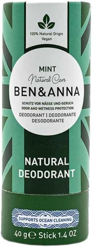 Ben & Anna Mint - Natural Deodorant Stick For Men And Women | Vegan & Natural Cosmetics | Sustainable In Papertube | Against Heavy Sweating | Aluminium-Free (40 G (Pack Of 1), Mint)