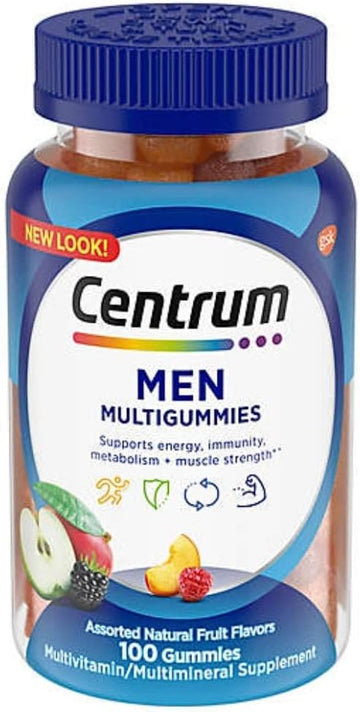 Centrum Multigummies Gummy Multivitamin For Men, Multivitamin/Multimineral Supplement With Selenium, Antioxidants And Vitamin D3, Assorted Fruit Avor - 100 Count