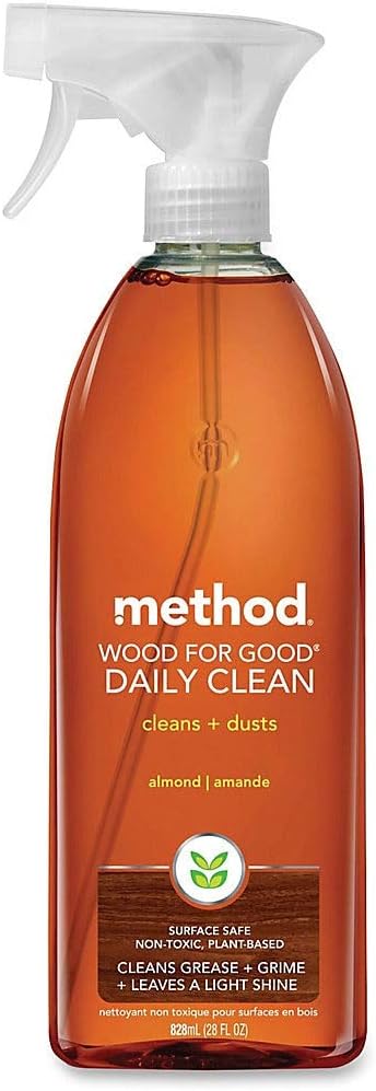 Method Daily Wood Cleaner, Almond, Plant-Based Formula That Cleans Shelves, Tables and Other Wooden Surfaces While Removing Dust & Grime, 28 oz Spray Bottles, (Pack of 1) : Health & Household