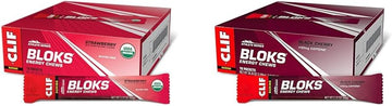 Clif Bloks Strawberry & Black Cherry Flavor Energy Chews - 2 Packs Of 2.12Oz (18 Count) - Non-Gmo Plant Based Fast Fuel For Cycling And Running