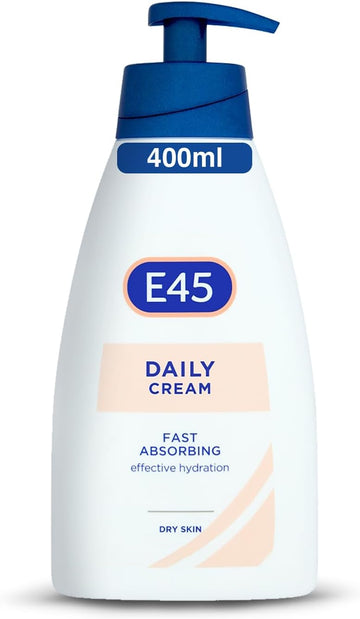 E45 Daily Cream 400 ml – E45 Cream for Very Dry Skin – Sooth Dryness, Smooth Rough Skin – Non-Greasy Moisturiser - Perfume-Free Body Face Hand Cream - Fast Absorption - Dermatologically Tested