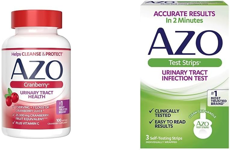 AZO Cranberry Urinary Tract Health Supplement & Urinary Tract Infection (UTI) Test Strips, Accurate Results in 2 Minutes, Clinically Tested, Easy to Read Results, 3 Count : Health & Household