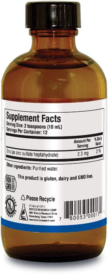 Biotics Research Aqueous Zinc Supports Immune Health, Digestion And Physiological Processes, 4 Oz