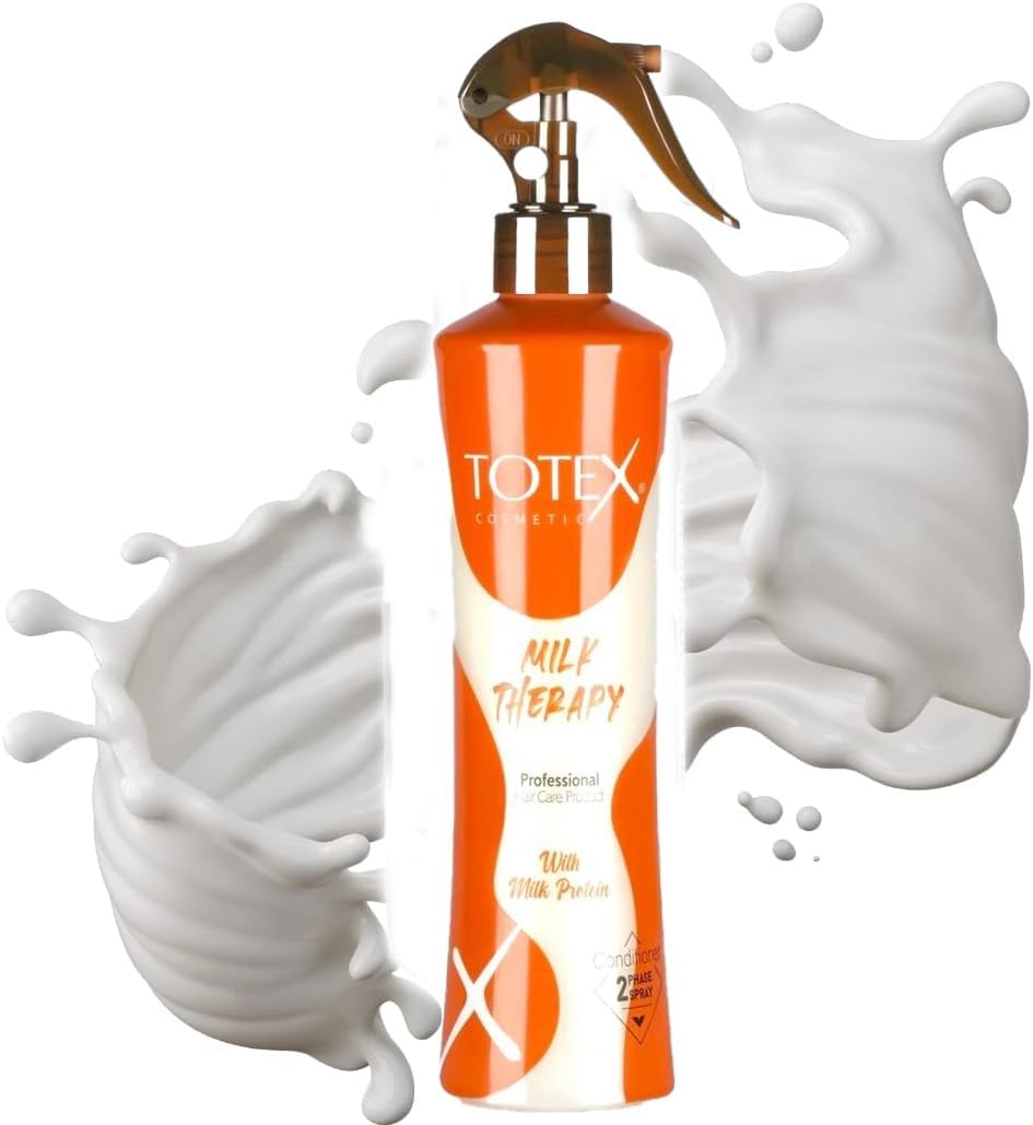 Totex Professional Two Phase Milk Therapy | Leave In Spray Conditioner | Detangler For Dry Damaged Hair Care Product | Shampoo Conditioner 400 Ml / 13,52 Fl Oz