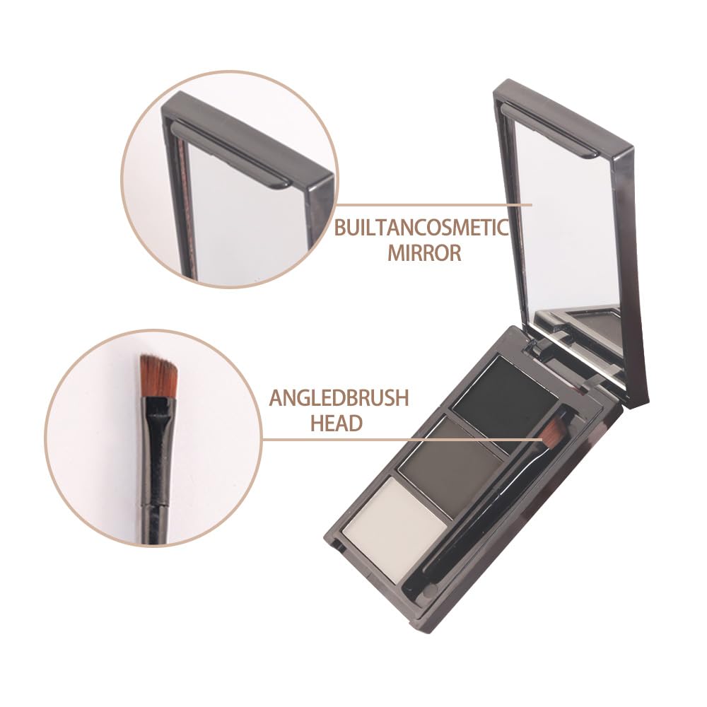 Eyebrow Powder Black White Gray Kit,Eye Brow Powder For Women With Brow Brush,Long-Lasting Waterproof Three Colors Brow Filler Get Full Defined Natural Brows,Eyebrow Powder Makeup : Beauty & Personal Care