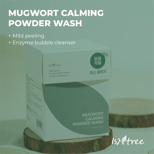 Isntree Mugwort Powder Wash 1G 0.03Oz X 25Ea | Mild Peeling | Enzyme Bubble Cleanser | Soothes Sensitive Skin