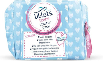 Lil-Lets Teens Starter Pack, containing Teen Pads, Panty Liners & Lil-Lets Non Applicator Tampons