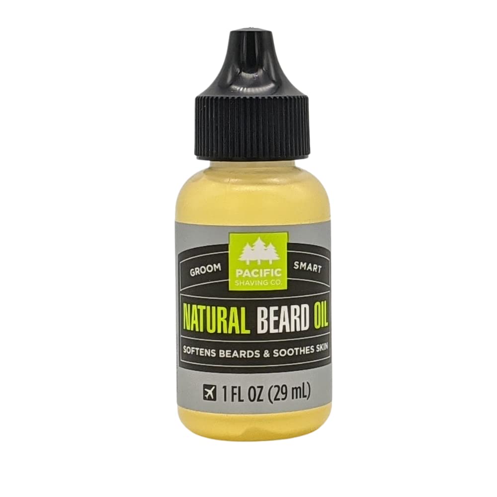 Pacific Shaving Company Natural Beard Oil - Beard Moisturizer & Conditioner For Men - Beard Grooming Oil To Reduce Itchiness & Soothe Skin Under Beard (1 Oz)