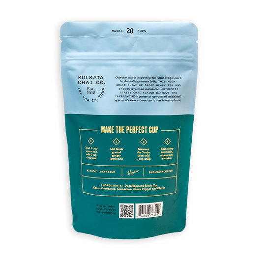 Kolkata Chai Decaf Masala Chai Mix, Makes 20 Cups, Premium Loose Leaf Tea And Spice Blend, All Natural, 4.23 Oz
