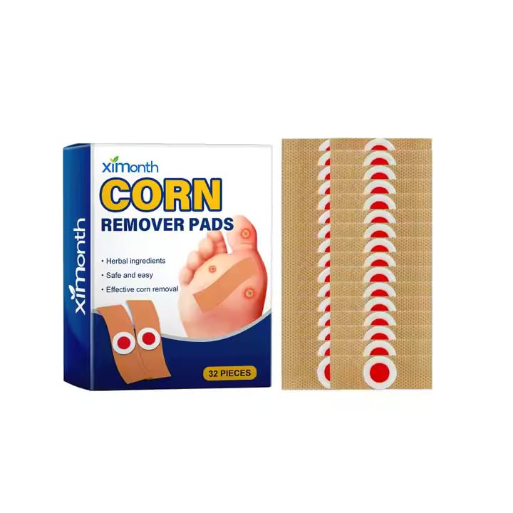 Corn Removal Pads – Wart & Corn Remover Plaster with Hole for Callus and Corn Pain Relief, Foot Care Treatment (32pcs/Box)