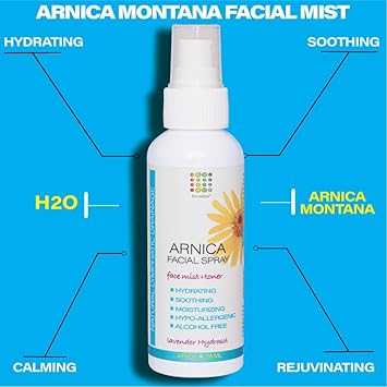 Arnica Montana Hydrating Face Mist, Soothing & Rejuvenating Facial Spray, Face Toner For Sensitive Skin, Face Puffiness Reduction, Suitable For All Skin Types, Lavender Face Spray, 4 Fl Oz