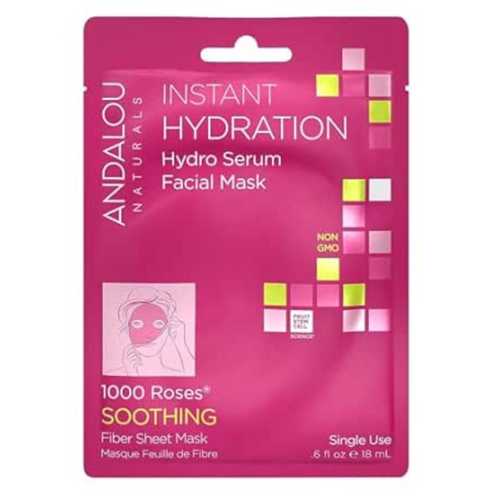 Andalou Naturals Instant Hydration Hydro Serum Facial Mask, 0.6 Fluid Ounce : Beauty & Personal Care