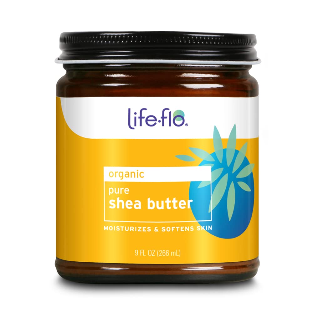 Life-Flo Pure Organic Shea Butter, Unrefined | Moisturizes, Smooths & Conditions Skin, Hair & Scalp | No Parabens | 9Oz