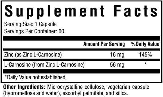 Seeking Health Zinc Carnosine - Digestive Health & Immune System Support Supplement - Zinc L-Carnosine Capsules For Antioxidant Support - 60 Capsules