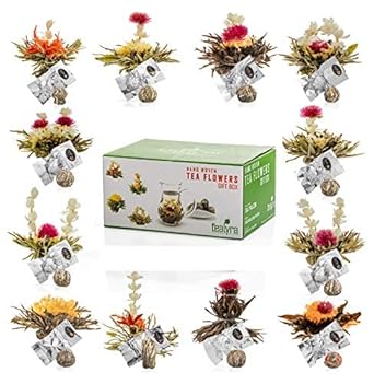 Tealyra - 12 Pcs Blooming Flowering Tea - 12 Variety Flavors Of Finest Blooming Teas – All Tea Balls Individually Sealed - Great Gift Bloom Teas Box