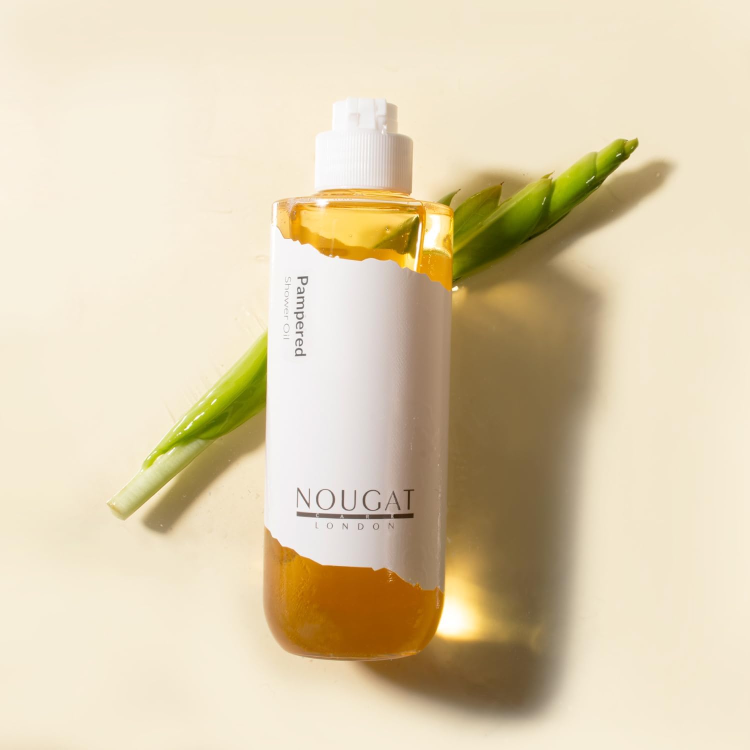 Nougat London Pampered Shower Oil, Makeup & Sunscreen Removal, Free-From Formular, Oil-To-Milky Lather, Cleanse Without Drying With Luxury Botanical Oils, Delicate Perfume,Smooth Skin,Vitamin E