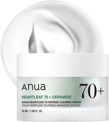 Anua Heartleaf 70 Intense Calming Cream With Ceramide, Panthenol, Heartleaf Extract, Korean Skincare, 50Ml /1.69 Fl.Oz