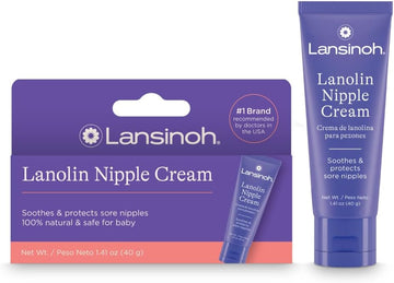 Lansinoh Lanolin Nipple Cream Safe For Breastfeeding Baby, 100% Natural Nipple Butter For Mom, Breastfeeding Essentials, 1.41 Ounces