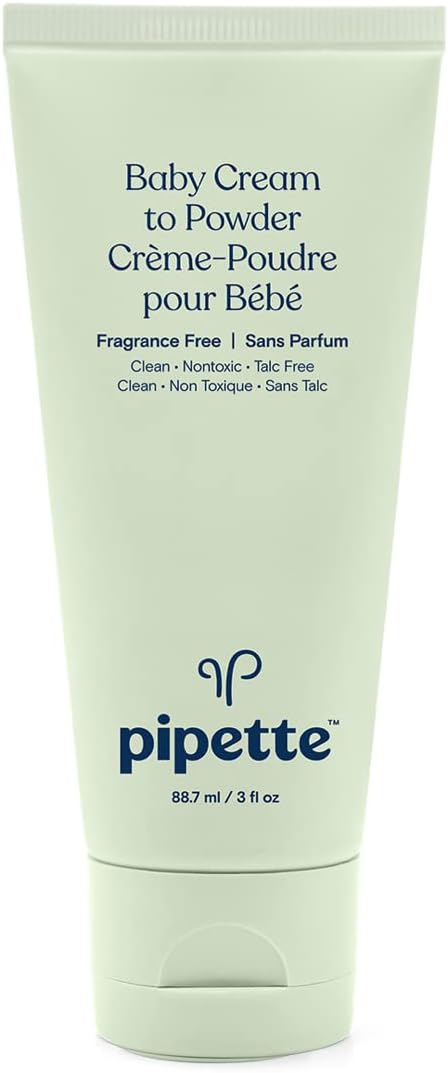 Pipette Baby Cream To Powder - Talc-Free Baby Powder, Keep Baby'S Skin Happy, Squalane Helps Restore The Natural Balance Of Baby’S Skin, Fragrance Free, 3 Oz