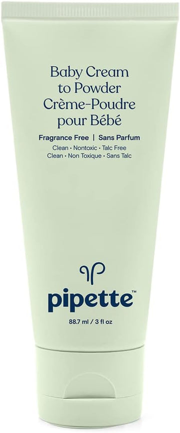 Pipette Baby Cream To Powder - Talc-Free Baby Powder, Keep Baby'S Skin Happy, Squalane Helps Restore The Natural Balance Of Baby’S Skin, Fragrance Free, 3 Oz