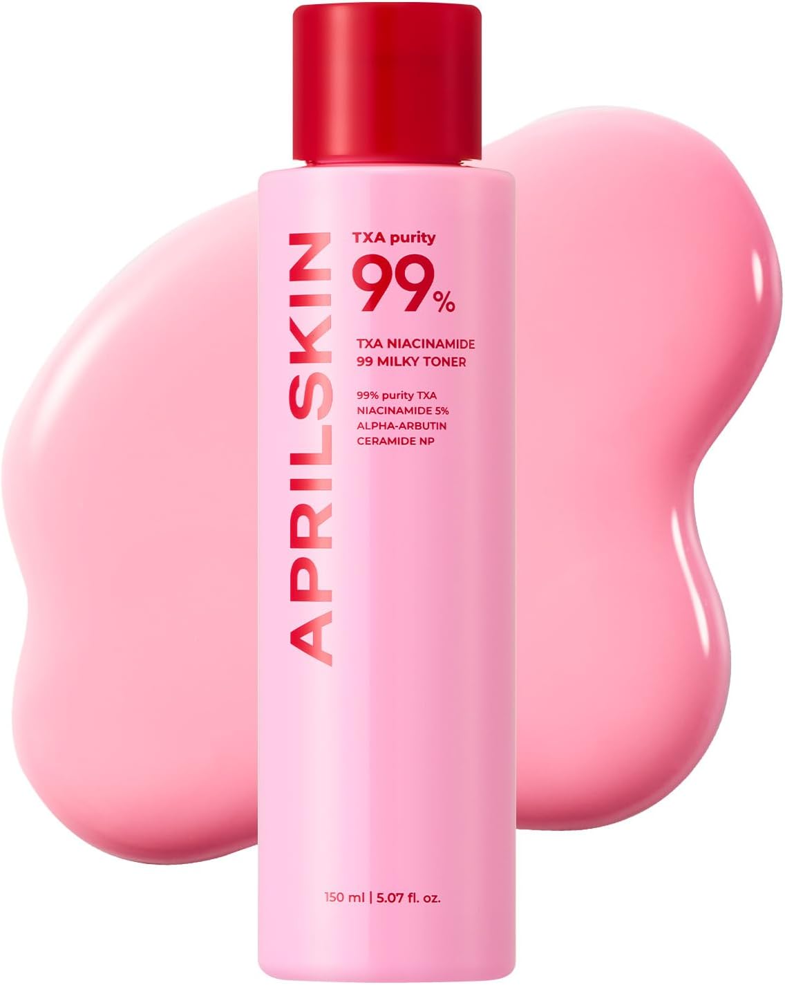 Aprilskin Txa+Niacinamide 99 Pink Milky Toner | 99% High-Purity Txa 3%+ Niacinamide 5% For Brightening | Highly Concentrated Cream Toner | Deep Moisturizing Formula For Dull Skin | 5.07 Fl.Oz
