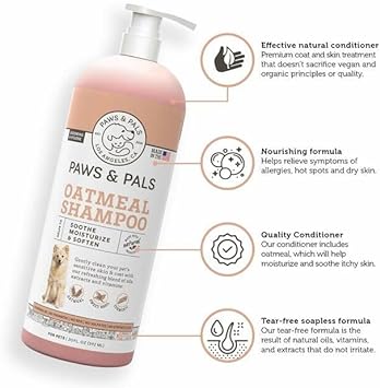 6-in-1 Dog Shampoo and Conditioner for Itchy Skin, Made in USA - 20oz Vet Formula Natural Medicated Best for De-Shedding, Itch Relief, Smelly Odor, Dry Sensitive Skin - Dogs & Cats Oatmeal Pet Wash