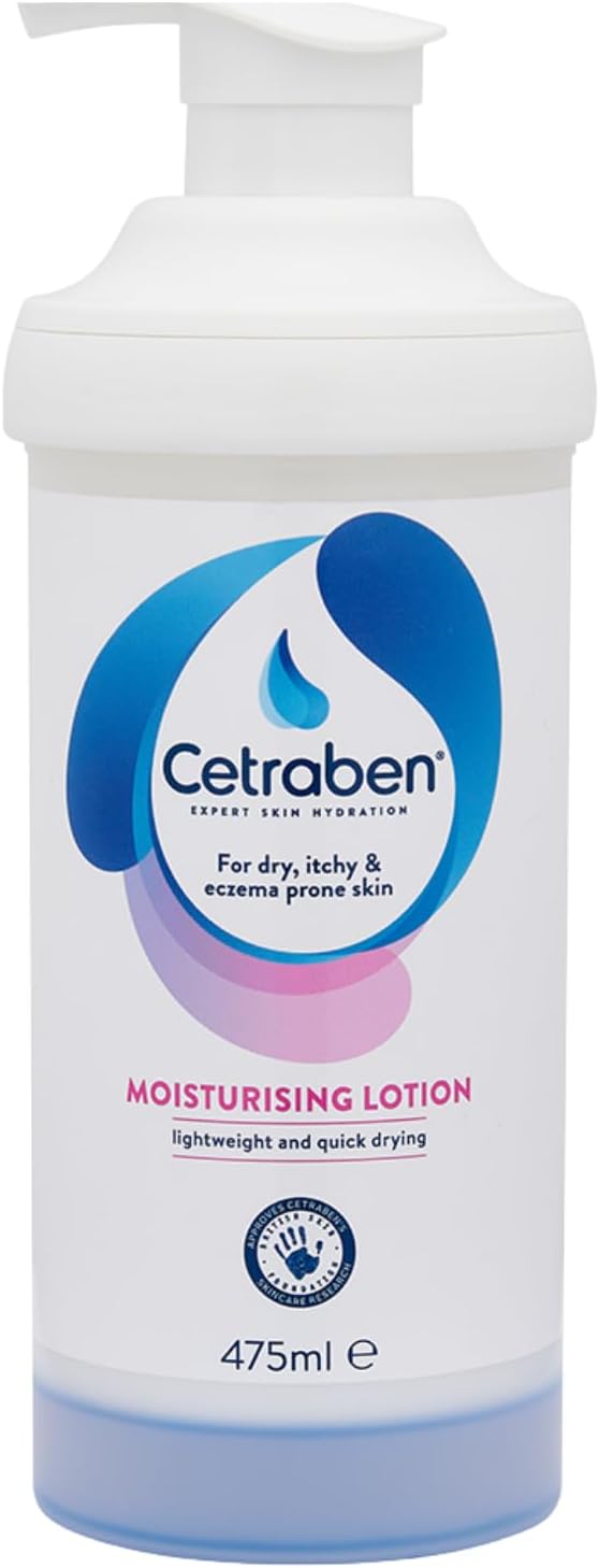 Cetraben Moisturising Lotion, Dry, Sensitive & Eczema-Prone Skin, Lightweight & Quick Drying, Soothes & Protects Skin, Daily Moisturiser Suitable For Adults & Children, Fragrance Free, 1 X 475Ml