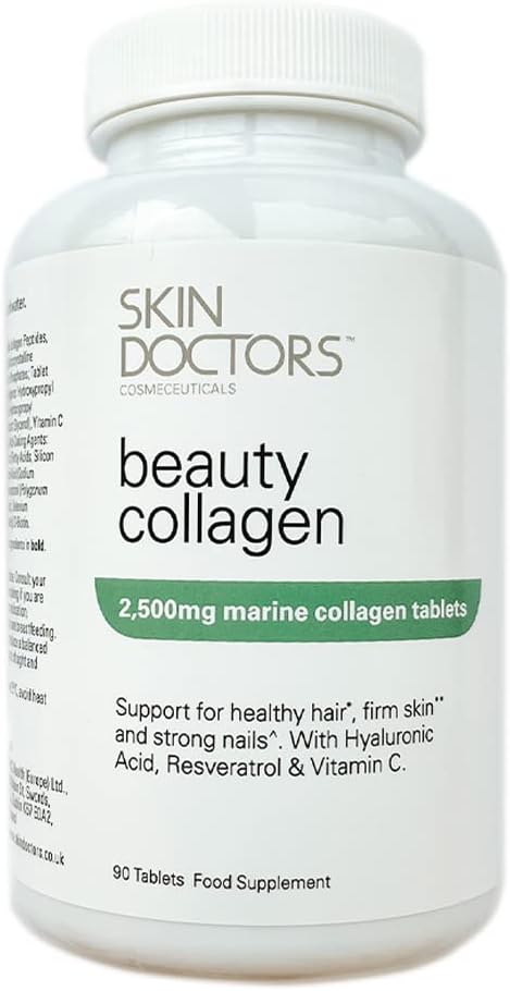 Skin Doctors Collagen Tablets | 2500Mg | Hydrolysed Marine Collagen | Hyaluronic Acid | Resveratrol | Biotin | Selenium And Vitamin C | 90 Tablets