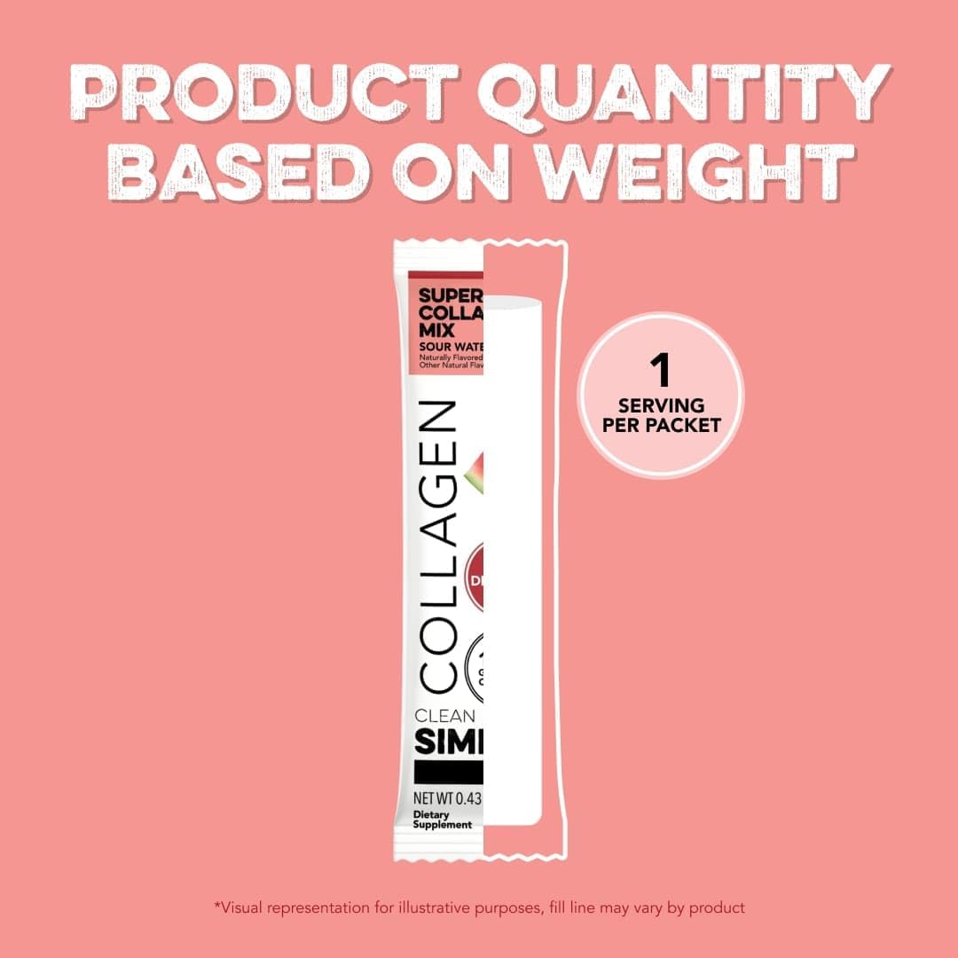 Clean Simple Eats Sour Watermelon Super Collagen, Grass-Fed, Hydrolyzed Types I, II, & III Collagen, 10 Servings : Health & Household