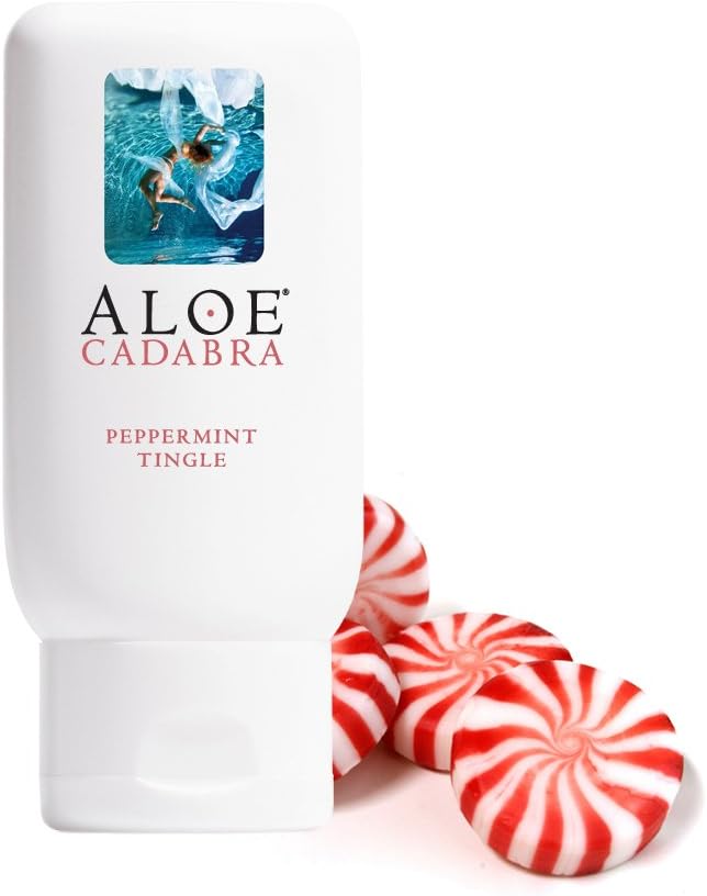 Aloe Cadabra Water Based Flavored Personal Lube, Organic Edible Peppermint Lube, 2.5 Ounce