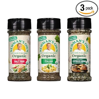 Newman’S Own Organic Seasoning Salt Free Bundle – (Set Of 3) Salt Free Seasoning, Garlicky Citrus, Italian