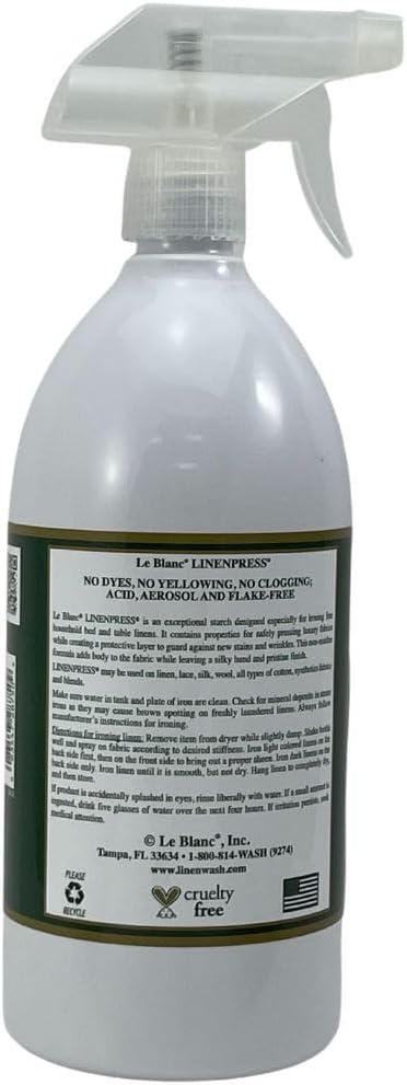 Le Blanc® Portfolio Linenpress® – Luxury Starch Alternative For Pressing Fabrics- 32 Oz. (1 Pack)