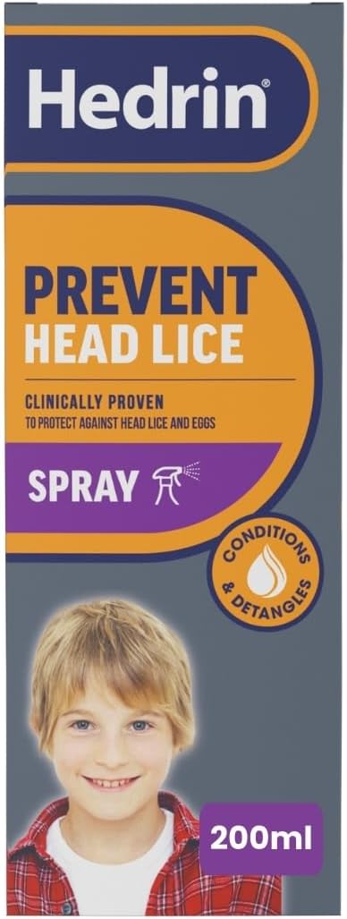 Hedrin Prevent Headlice 200Ml Spray - Nit Protection Treatment, Detangles And Conditions, Clincally Tested Convenient Leave In Spray