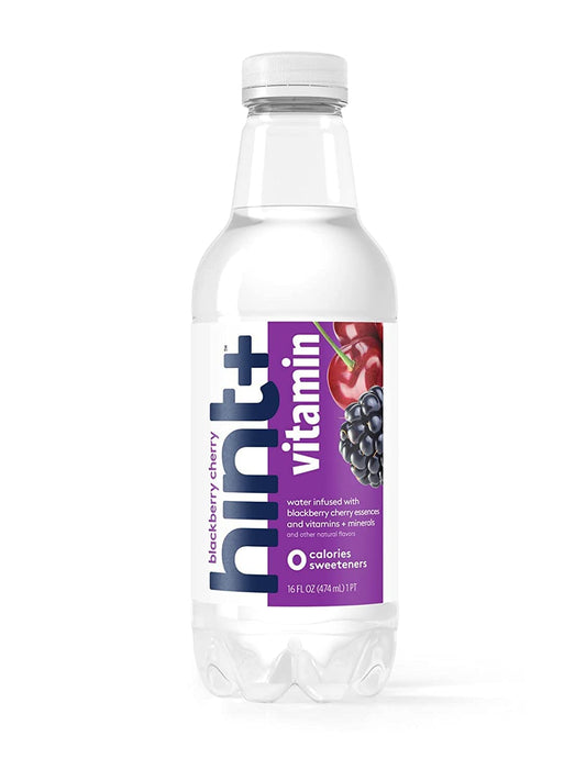 Hint+ Vitamin Blackberry Cherry, Water Infused With Blackberry & Cherry, Vitamin Boost, 50% Daily Value Vitamin C, A, B12, Zinc, Zero Sugar, Zero Calories, Zero Diet Sweeteners, 16 Fl Oz (Pack Of 12)