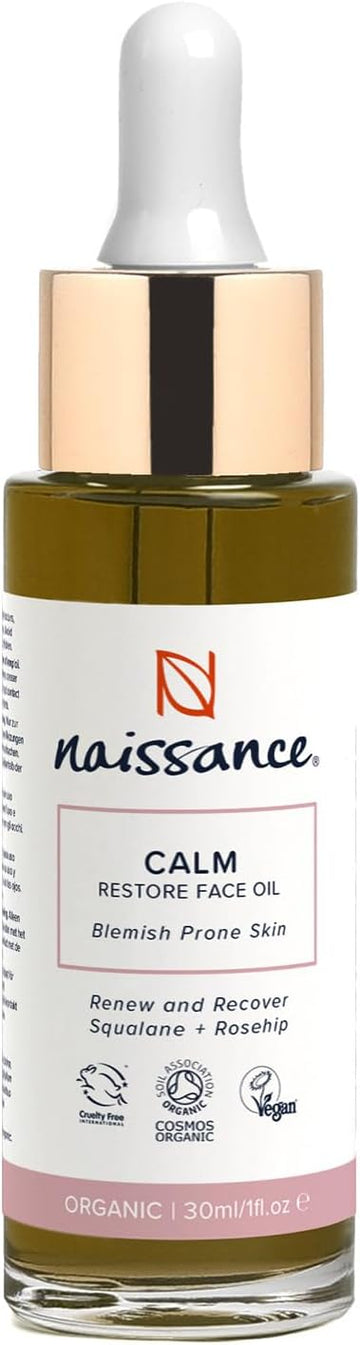 Naissance Calm Face Oil | Restoring Facial Serum For Blemish Prone Skin with Olive Squalane and Rosehip Oil 30ml