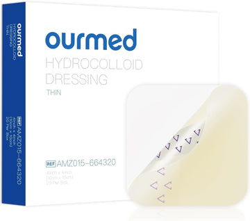 Ourmed Hydrocolloid Dressing 5Cm X 5Cm, 20 Packs, 0.3Mm Thickness, Extra Thin Waterproof Plasters, Adhesive Bandages For Light Exudate Wound, Blister, Acne, Superficial Wound Care