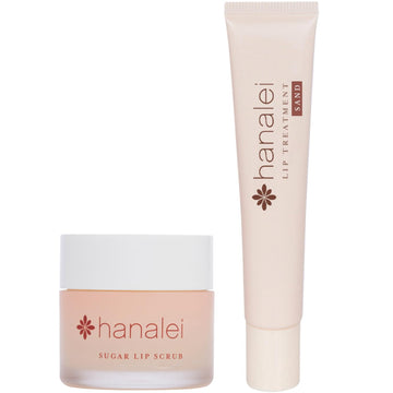 Hanalei Sugar Lip Scrub And Lip Treatment (Sand) Bundle, Made With Raw Cane Sugar And Real Hawaiian Kukui Nut Oil (Cruelty Free, Paraben Free)